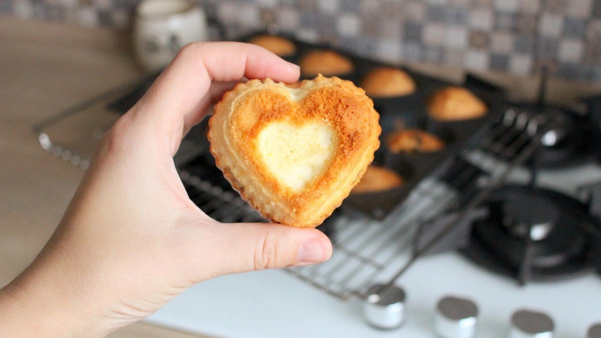 Cupcake in the shape of a heart.